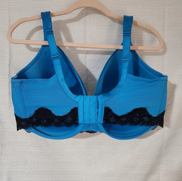 CACIQUE BRA 42 H Blue Lace Trim Bra - Picture 2 of 9